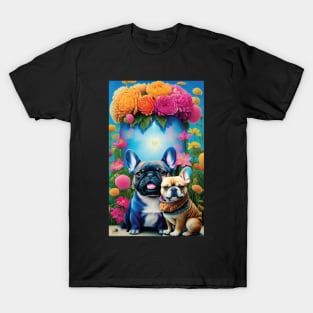 Frenchie Friends Flower Tower T-Shirt